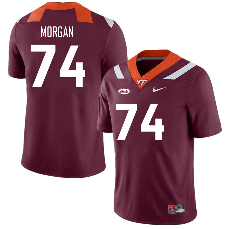 Men #74 Jayson Morgan Virginia Tech Hokies College Football Jerseys Stitched Sale-Maroon